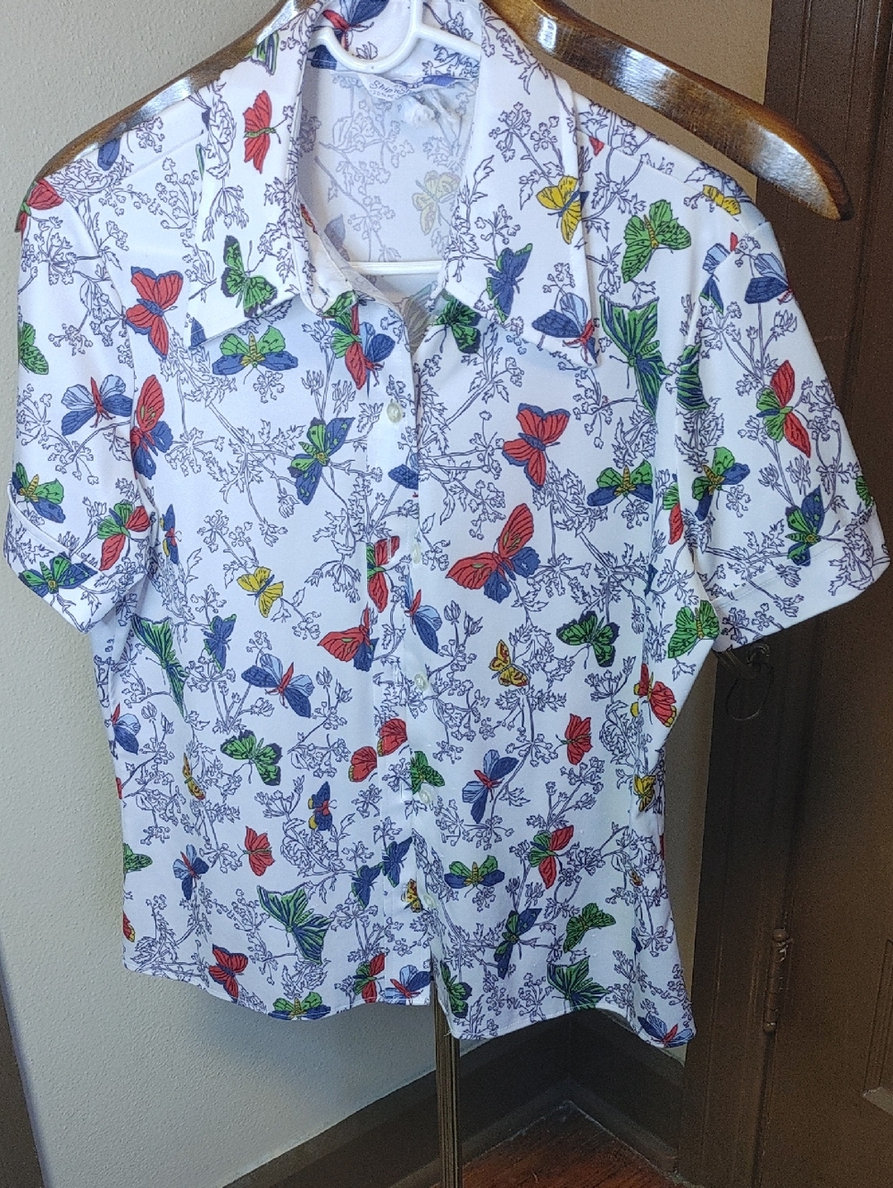 Vintage 1970's Big collar Butterfly Shirt